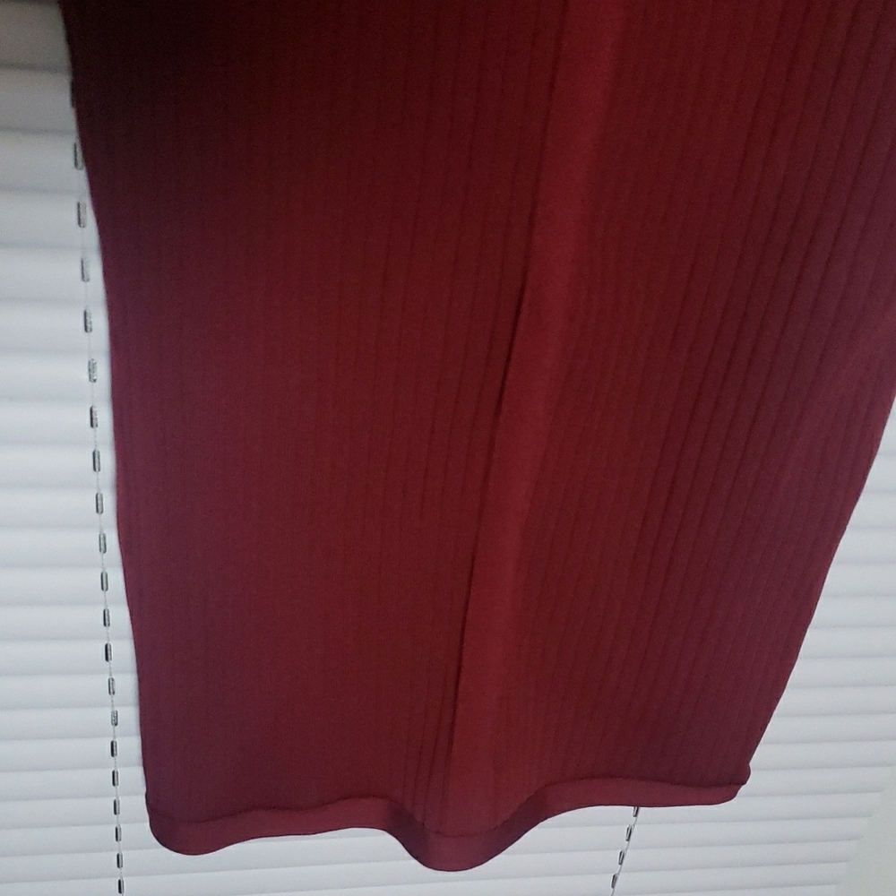 Red Long Sleeve Bodycon Dress with Mock Neck - Picture 10 of 13
